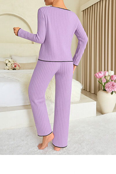 Biraltı Moda Long Sleeve Bow Detail Cotton Women's Pajama Set