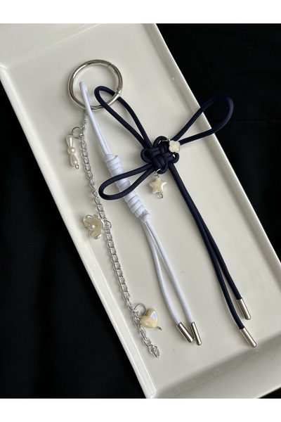 Handmade Lacivert çanta charmı çanta süsü çanta aksesuarı