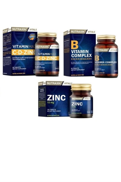Nutraxin Vitamin Max ( C ,d , Zinc ) 60 Tablet B Vitamin Complex 60 Tablet Çi...