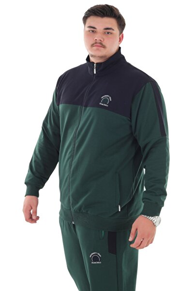 marufshop Ανδρικό σετ αθλητικής φόρμας με φερμουάρ με γιακά με 2 κλωστές, μεγάλο μέγεθος, κατάλληλο για βάρος έως 154 λίβρες