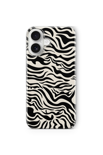 FLAMENKO iPhone 16 Plus Uyumlu Zebra Desenli Şeffaf Telefon Kılıfı