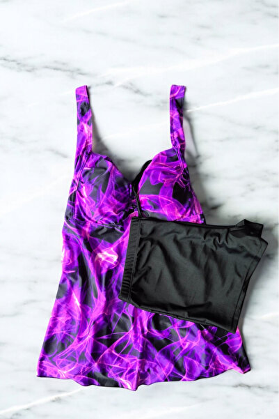 embody Plus size swimsuit, tankini, 2 pieces, skirt and shorts, Starlight purple