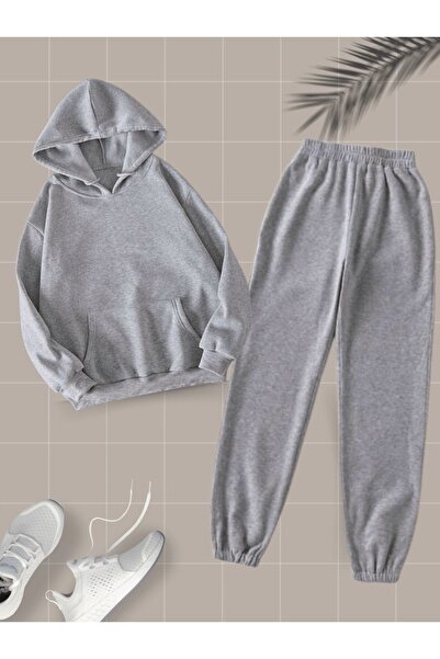 NewCabin 2-Piece Unisex Basic Tracksuit Set – Hooded Sweat Jacket & Jogger Sweatpants