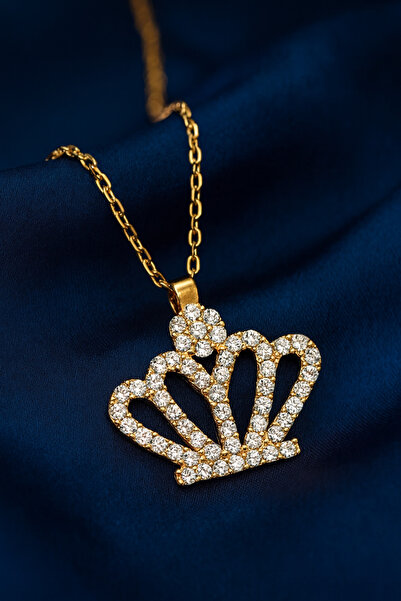 KAR DİAMOND 14 Ayar Altın Zincirli Zirkon Taşlı Taç Kolye Sertifikalı Işıklı ...