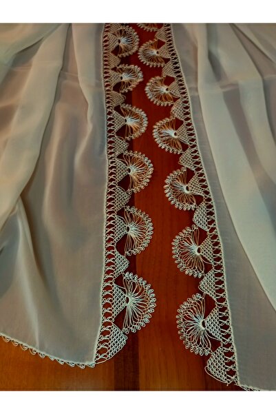 yörük tuhafiye Iğne Oyası El Işi Namaz Başörtüsü, Mevlüt Örtüsü Başörtüsü, Krem Renk El Yapımı Çeyizlik Oya