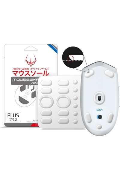 Other أقدام ماوس مستديرة من Hotline Games 3.0 Plus (قطعتان) لجهاز Logitech G304/G305، مصنوعة من مادة PTFE باللون الأبيض النقي