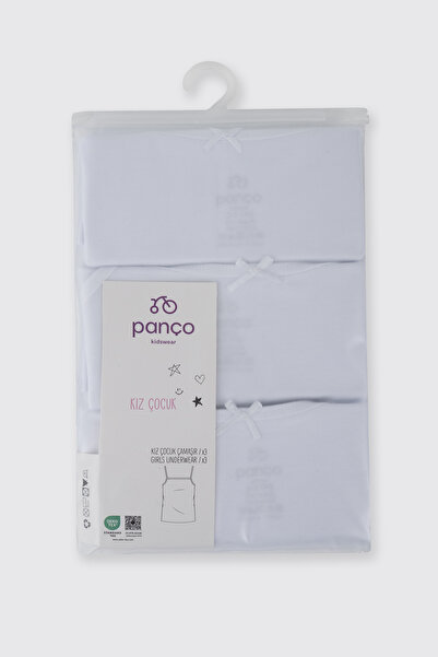 Panço Kız Çocuk İp Askılı Beyaz 3'lü Atlet Seti