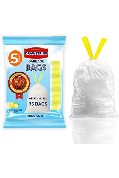 Pescador أكياس قمامة صغيرة برباط 45 سم × 50 سم - 75 كيسًا (جديد 1)