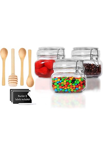 Pescador Airtight Glass Canister Set with Clip-Top Seal Lids, 500 ml, Set of 3