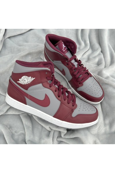 JORDAN Sport Shoes 1 Mid CherryWood-Burgundy Grey DQ8426615