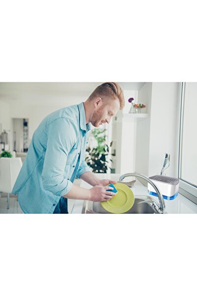 Pescador Dishwashing Liquid Pump Container with Sponge Holder, 1 pc - White