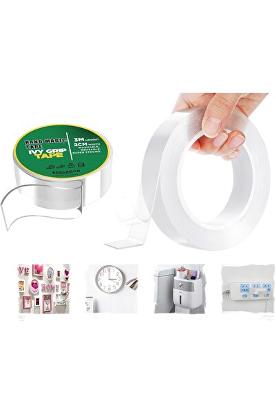 Pescador شريط أكريليك شفاف مزدوج الجوانب، قابل لإعادة الاستخدام ومقاوم للماء، 3 أمتار × 3 سم، قطعتان