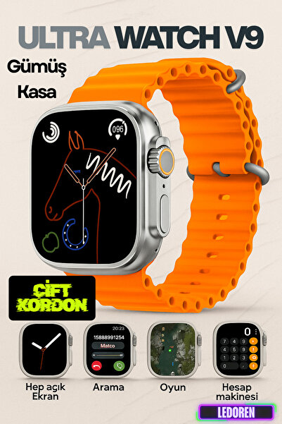 L'eDoren Akıllı Saat 8 Ultra V9 Ios/android Destekli 2.08inch Arama Özeliği S...