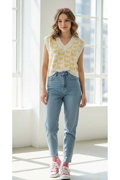 K-ODEA BUTİK Women's Lemon Yellow Oversize Knit Sweater