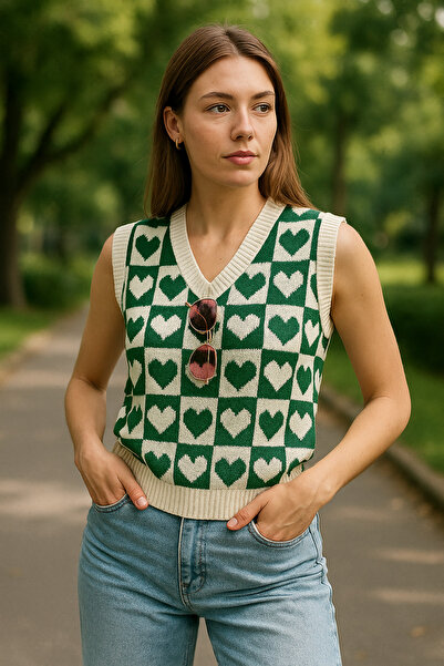 K-ODEA BUTİK Women's Emerald Green Oversize Knit Sweater