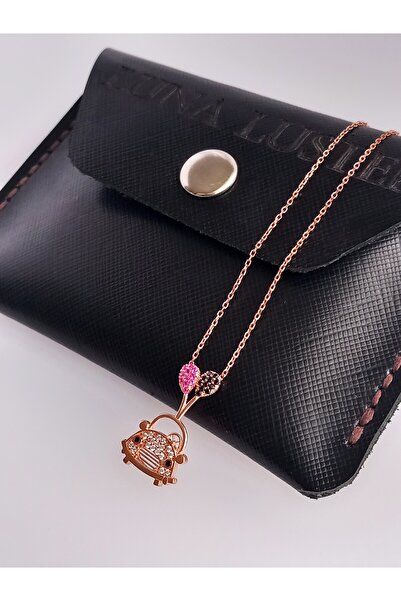 LUNA LUSTER Genuine Leather Men's Black Minimal Card Holder Gold Cute Car Design Silver Women's Necklace