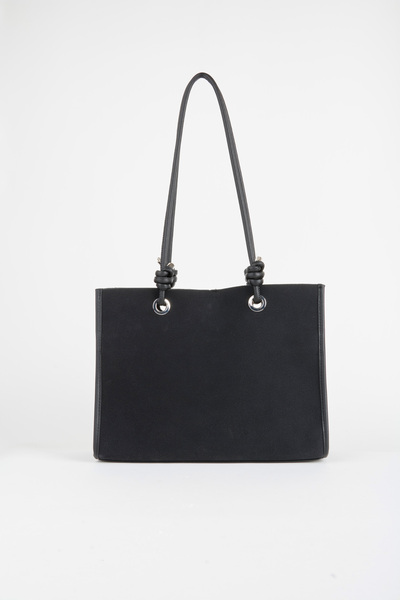 Vivaq Women's Black Buket 3-Compartment Suede Medium Size Lined Snap Closure Hand and Shoulder Bag