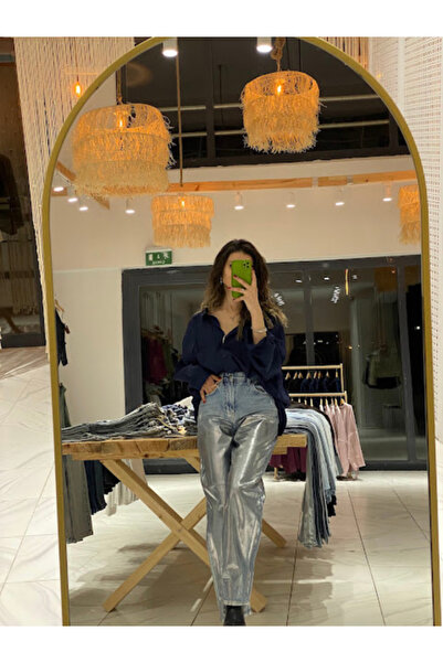 BellaVita Botuique Gümüş Parlak Yüksek Bel Jean