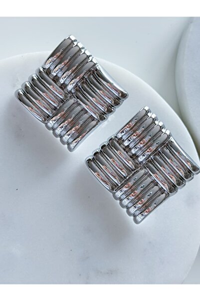 CHARMLUCKY STEEL SQUARE EARRINGS