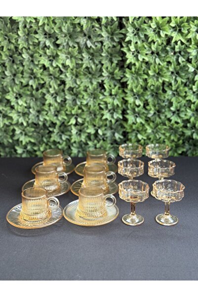 Hediye Köşkü 6 Kişilik 18 parça Lüks Cam Kahve Seti
