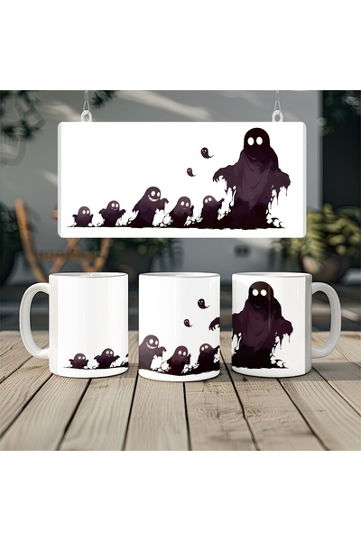 Beramussa Ghost Family Patterned Mug – Special Fun Gift Cup for Those Who Lov...