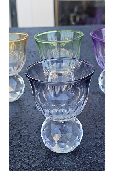 Keopsantique home 6-Piece Glass Turkish Delight Container, Smoked