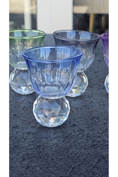 Keopsantique home 6-Piece Glass Turkish Delight Bowl Blue