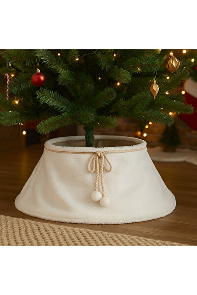 FEERIC LIGHTS & CHRISTMAS Decorative Christmas tree skirt cover, fluffy, diameter 56 cm, white