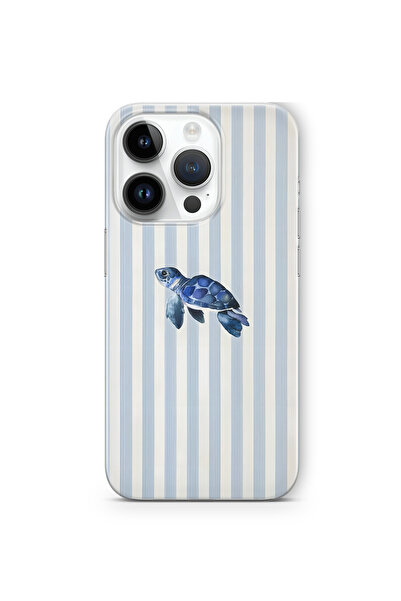 FLAMENKO iPhone 15 Pro Uyumlu Deniz Kaplumbağası Desenli Şeffaf Telefon Kılıfı