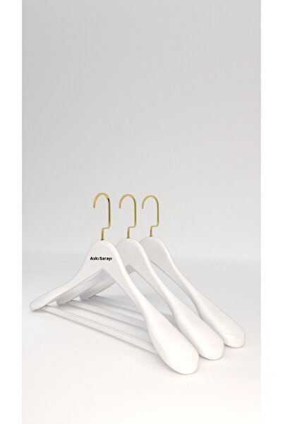 askı sarayı Beyaz Ahşap Ceket Ve Palto Askısı , Takım Elbise Askısı Özel Omuz Formlu ,( ULTRA LÜKS ) 24 Adet