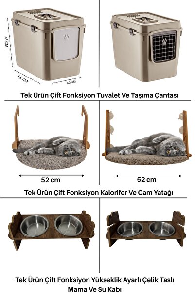 SENNEDİLERSEN 3 Parça XXL Ultra Lüx Fonksiyonel Kedi Seti