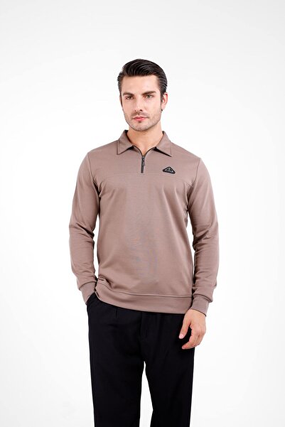 Decas سترة جيلوم بأكمام طويلة ونصف سحاب - بني