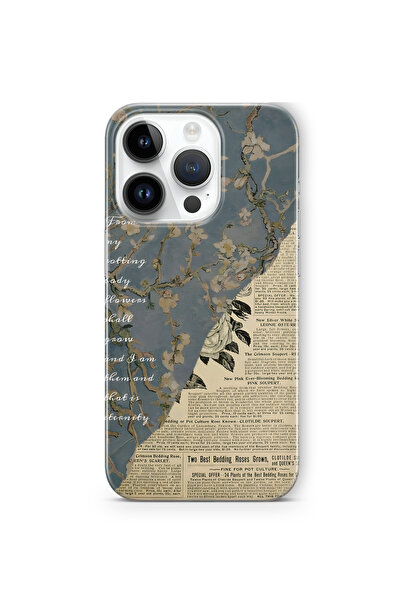 FLAMENKO iPhone 14 Pro Max Uyumlu Vintage Gazete Kolaj Desenli Şeffaf Telefon...