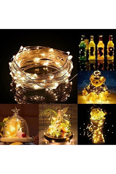 Optim Solution Șir luminos decorativ cu 100 LED-uri, 5m, alimentat cu baterii, iluminare galbenă