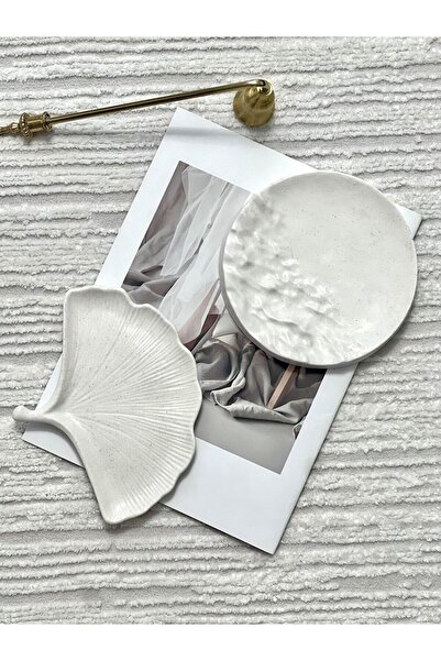 BGV HOME Yaprak ve Dalgalı Dekoratif Tabak Seti 2'li