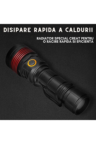 CBMasir Lanterna Tactica LED Premium, 1000LM, Rezistenta la Apa IPX6, Incarcare Rapida USB-C, 3 Moduri de Lu