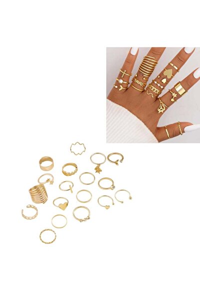 huitich Elegant 18-Piece Gold Colour Ring Set