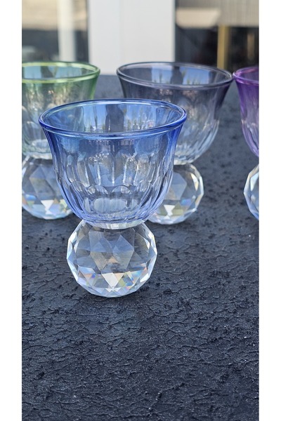 Keopsantique home 6-Piece Glass Turkish Delight Bowl Blue