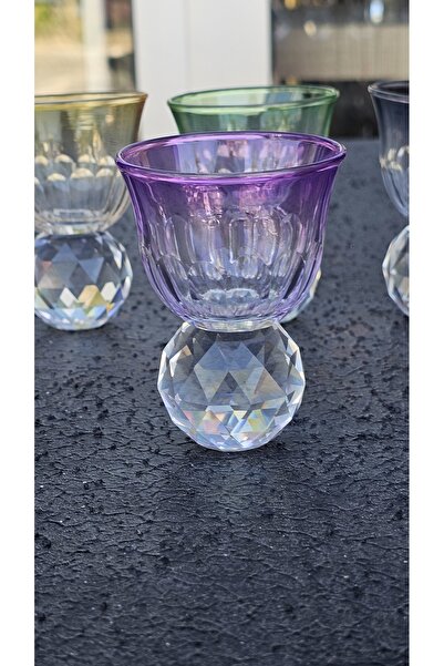 Keopsantique home 6-Piece Glass Turkish Delight Bowl Purple