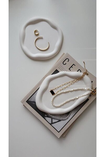 BGV HOME Minimal Stone Powder Decorative Jewelry and Accessory Plate Set of 2