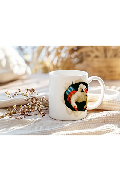 Beramussa كوب يدوي بطلاء أحمر ثلاثي الأبعاد - تصميم كوب بتأثير العمق - بدون نقش