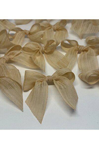 Gökçem hediyelik 15 adet keten kurdele hazır fiyonl _BEJ