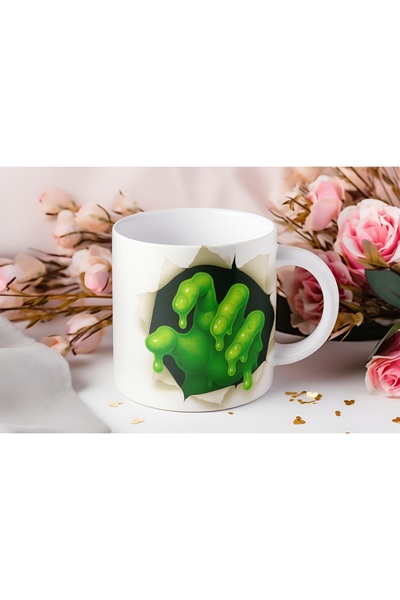 Beramussa كوب سلايم أخضر ثلاثي الأبعاد – كوب بتصميم مخلب الوحش السائل - بدون نقش