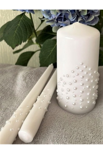 DİEMRE HOME İncili Şamdan Mum 1 Adet ( Mum alt kısmı görselden farklı ince kl...