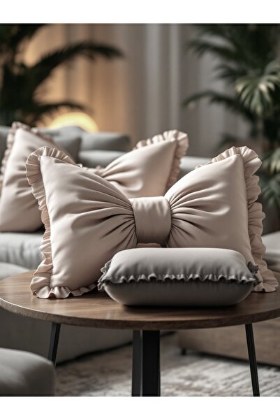 FARCY Set de perne decorative cu fundă cu volane (3 bucăți)