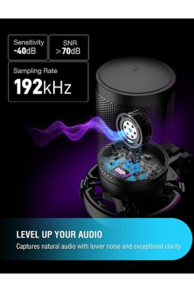 Fifine AmpliGame USB Gaming Microphone – Condenser, Quick Mute, RGB, Tripod, Pop Filter