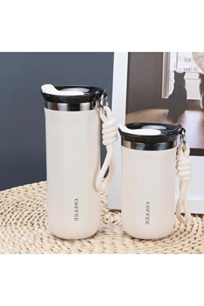 Other Small Travel Coffee Cup 350ml - Insulated Leakproof Thermos with Lid & Straw (White)