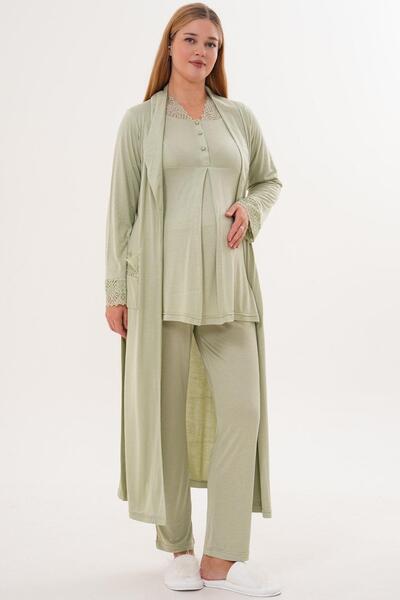 Mecit Pijama Σετ Πιτζάμες Μητρότητας Mecit 6330 με Πράσινη Ρόμπα