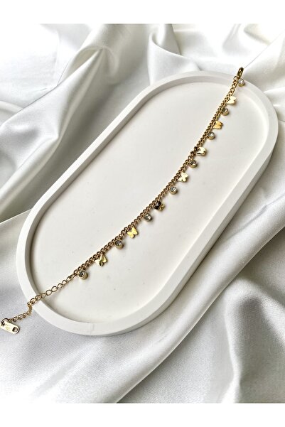 stainless steell Kelebek&Kristal Boncuk Desen Çelik Bileklik