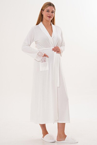 Mecit Pijama Mecit 6306 Ecru Γυναικείο Μακρύ Ρόμπα
